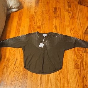Never worn studded LIV Milano Hunter green light weight sweater